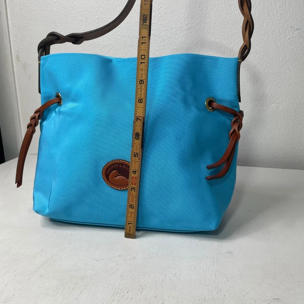 NWOT Dooney & Bourke Sky Blue Hobo Shoulder Bag Nylon Purse Leather Trim Preppy
